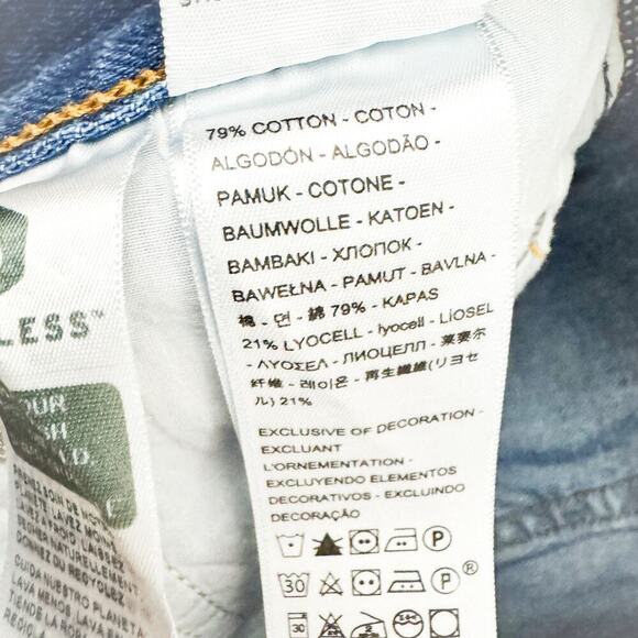 Levi's Ribcage Blue Denim Jean Shorts Embroidered Daisies Size 29 - Picture 4 of 6